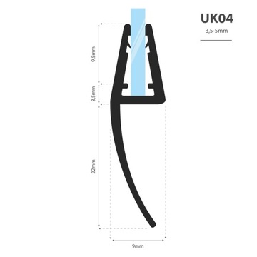 Уплотнитель для душевой кабины 60см 3,5 5 мм UK04