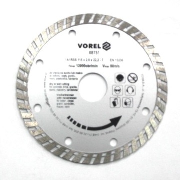 Tarcza diamentowaTURBO 115 VOREL sucho mokro 005