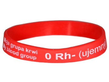 BRANSOLETKA Z GRUPĄ KRWI 0 Rh - (ujemny) 180