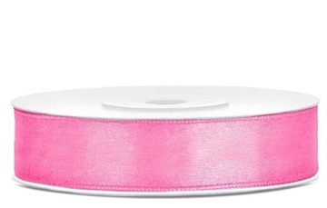 Wstążka satynowa 12mm różowa 25m tasiemka Wielkanoc dekoracje 1 sztuka