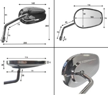 Хромированные кастомные зеркала Harley Chopper OUTLET 2 шт.
