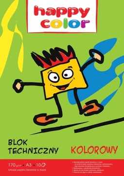 Blok techniczny kolorowy A3 HAPPY COLOR 170g