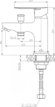 Смеситель для ванны STANDING на 1 отверстие + CUBIC SHOWER