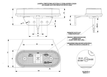 Оранжевый светодиодный габаритный фонарь подвесной LD624