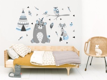 Наклейка на стену МЕДВЕДЬ ЛИСА СОВА ОЛЕНЬ Индийский XXL