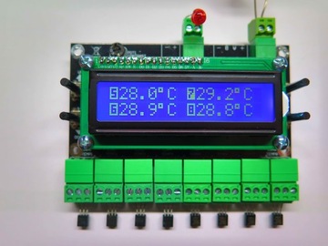 TERMOMETR LCD 8 KANAŁOWY DS18B20 ALARM MIN MAX