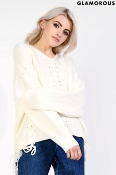 GLAMOROUS sweter bluza ecru 40 42 L XL