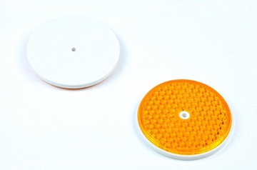 ОРАНЖЕВЫЙ КРУГЛЫЙ РЕФЛЕКТОР С ОТВЕРСТИЕМ 75 ММ