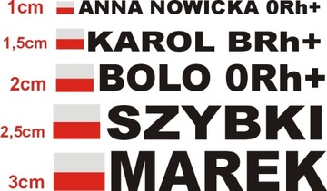 Ваше ИМЯ Псевдоним ПОЛЬША Флаг Наклейки с указанием группы крови