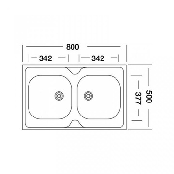 Мойка стальная накладная, 2 чаши, 80Х50, кухонный смеситель