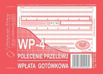 POLECENIE PRZELEWU WPŁATA GOTÓWKOWA 4 ODCINKOWE