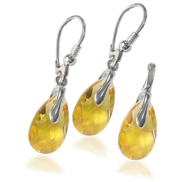 KOMPLET KOLCZYKI WISIOREK SWAROVSKI LIGHT TOPAZ