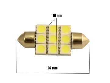 C5W C10W ЛАМПА БЕЛАЯ 9 светодиодов SMD 5050 39MM 24V