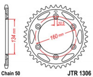 ZĘBATKA NAPĘDZANA TYŁ MOTO. STALOWA Zębatka tylna JT Sprockets JTR1306.42