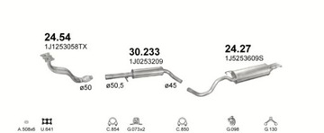 Центральный глушитель VW Bora Golf IV, Skoda Octavia I Seat Leaon Audi A3 1.4+1.6