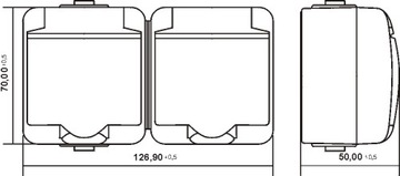 Розетка ГЕРМЕТИЧНАЯ НАКЛАДНАЯ двойная IP54, серый ЯСЕНЬ