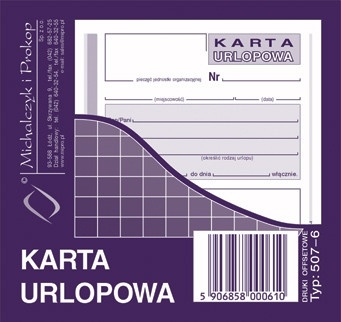 507-6 KARTA URLOPOWA 2/3 A6 DRUK KADROWY