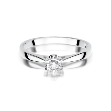 Klasyczny pierścionek zaręczynowy Brylant Białe Złoto próba 585 GRAWER