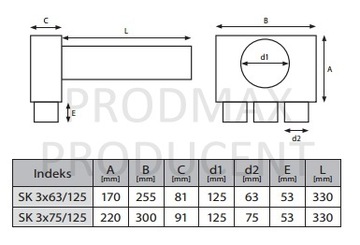 Статическая камера 3x75/125 Вентиляция Рекуперация