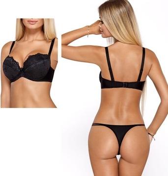 Komplet biustonosz push-up stringi CASSI 75C BLACK