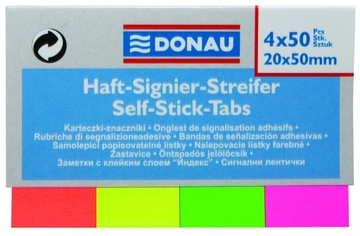 Karteczki indeksujące DONAU 2x50mm / 4 kolory