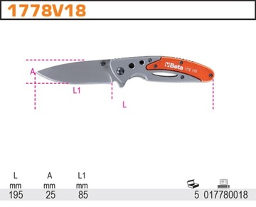 СКЛАДНОЙ НОЖ С АЛЮМИНИЕВОЙ РУЧКОЙ BETA 1778V18