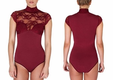 DOREANSE : BODY Z KORONKĄ półgolf 12126 :S: BORDO