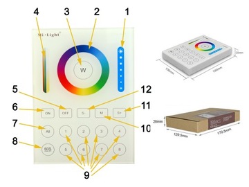 ДИСТАНЦИОННАЯ ПАНЕЛЬ MILIGHT B8 СВЕТОДИОДНАЯ ЛЕНТА 8 ЗОН RGB+CCT