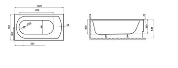 POLIMAT CLASSIC ПРЯМОУГОЛЬНЫЙ СИФОН ДЛЯ ВАННЫ + РАМКА 120x70 СМ 00237