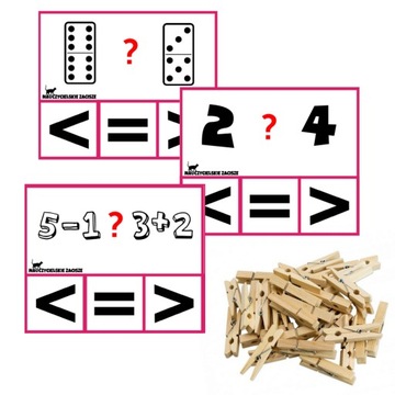 Klamerkowe pomoce zadania PORÓWNYWANIE Matematyka dla dzieci