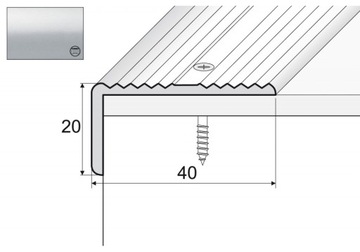 Kątownik aluminiowy A33, 120cm SREBRO 40x20mm