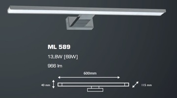 Настенный светильник SHINE 13,8Вт LED 60см хром ML589 Milagro