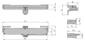 Siłownik okienny GIESSE wysuw łańcucha 360mm szary