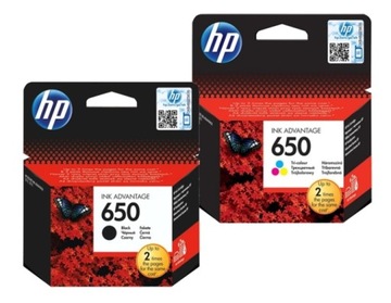TUSZE HP 650 CZARNY + KOLOR ORYGINAŁ 1515 2515