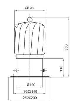Поворотный продольный колпак для дымохода KWAS с POD FI150