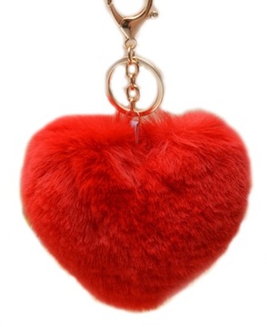 BRELOK SERCE POMPON FUTRO HEART ZAWIESZKA DO KLUCZ