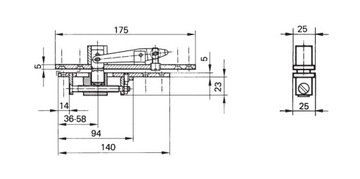 Петля С для распашных дверей доводчика TS500N