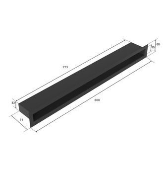 Каминная вентиляционная решетка TUNEL 6x80, черный