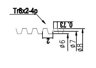 ŚRUBA TRAPEZOWA 8MM , 500 mm METRIC ACME V-SLOT