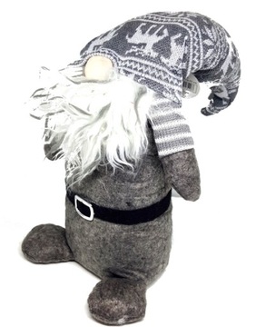 ТЕКСТИЛЬНАЯ ФИГУРКА САНТА, СЕРАЯ, 45 СМ