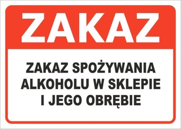 TABLICZKA ZAKAZ SPOŻYWANIA ALKOHOLU 35x25 CM