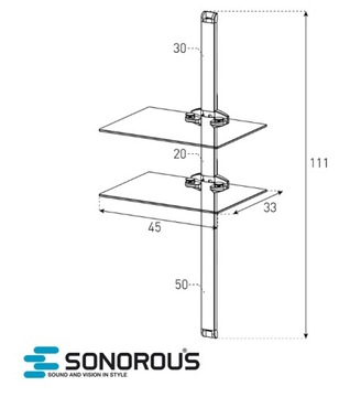 СТЕКЛЯННАЯ НАСТЕННАЯ ПОЛКА RTV SONOROUS PL 2620