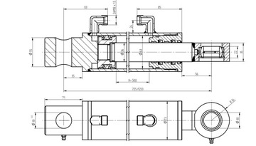 ГИДРАВЛИЧЕСКИЙ ЦИЛИНДР СМТ-2 63х36х508 L= 725мм