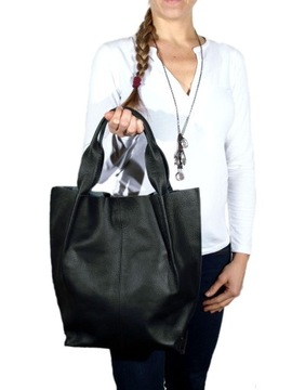 Женская кожаная сумка-шоппер из натуральной кожи Vera Pelle черная