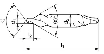 Центровочное сверло, центровое сверло, NWRc, 2,5 мм HSS, 60 градусов