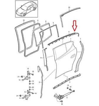 LG-025 LIŠTA OKNO DVEŘE ZADNÍCH PANAMERA (970)