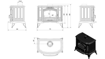 KIT отдельностоящая печь KOZA K9 fi 150 печь