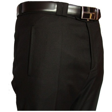 Spodnie męskie czarne eleganckie garniturowe na kant lekko zwężane 108/178