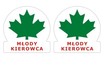 Naklejka ZIELONY LISTEK 2 szt Młody Kierowca