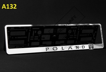 Рамка номерного знака ПОЛЬША из нержавеющей стали, хромированная